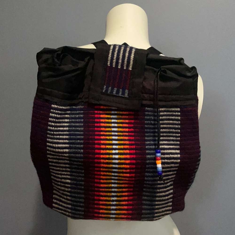 Hand-sewn Black and Colorful Boho Hippie Bag
